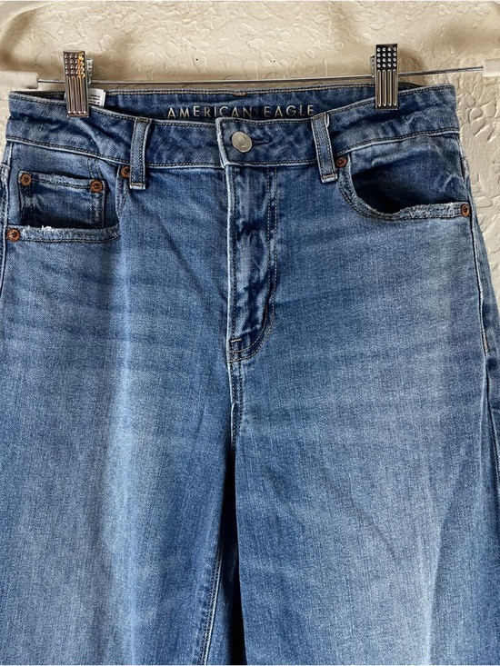 American Eagle Dreamy Drape Stretch Super High-Waisted Baggy Wide-Leg Jeans - Picture 4 of 15